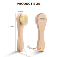 DEBETOOL cepillo facial seco con mango de madera y diseño natural para uso diario.