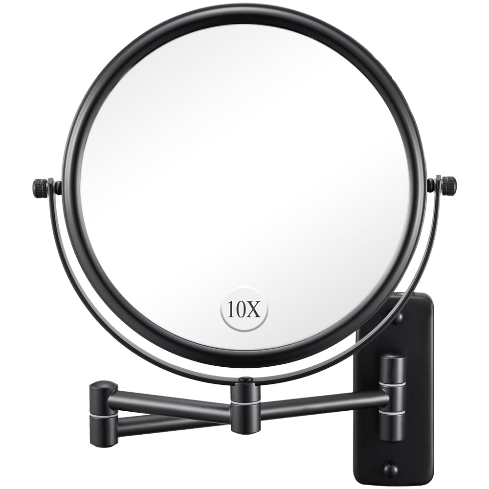 DECLUTTR: Espejo de pared doble 1X y 10X para maquillaje y detalle preciso.
