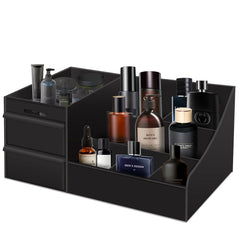 Decorcode organizador-vanidad negro con cajones para ordenar cosméticos.