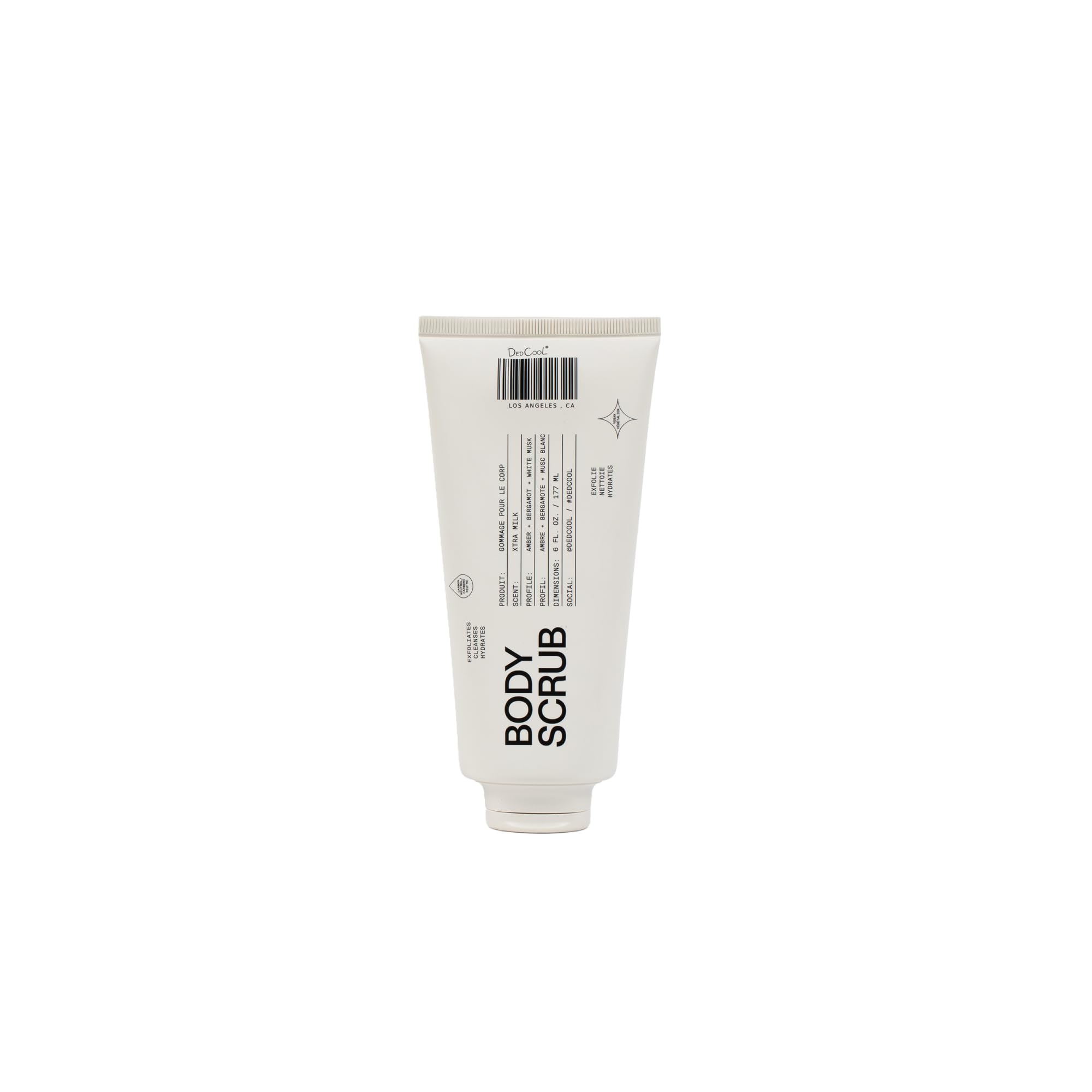 Dedcool Exfoliante Corporal Xtra Milk: botella visible y exfoliación suave para piel sedosa