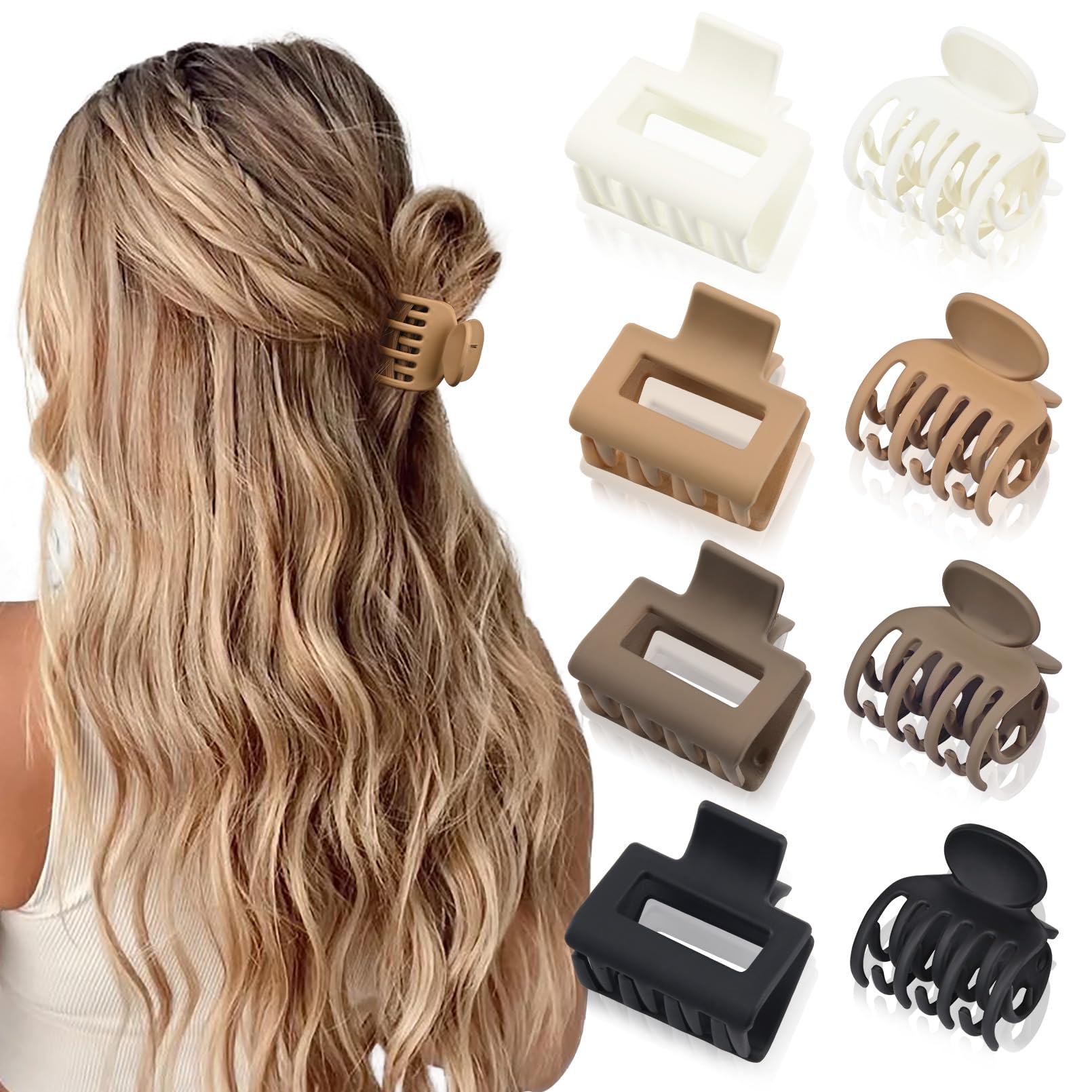 Pinza DEEKA cabello rectángulo 2 pulgadas beige, ofrece sujeción estable para peinados elegantes.
