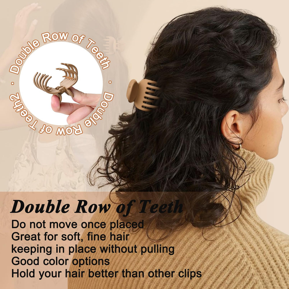 Pinza DEEKA cabello rectángulo 2 pulgadas caqui para estilos minimalistas.