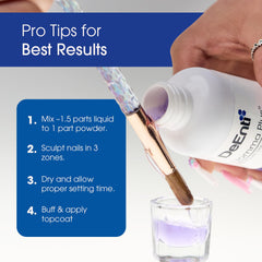 DeEnti Nomma Plus nail application demonstrates adhesion for sculpted nails.
