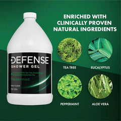 Defense Soap contiene aceites esenciales de arbol de te, menta y eucalipto para piel sensible.
