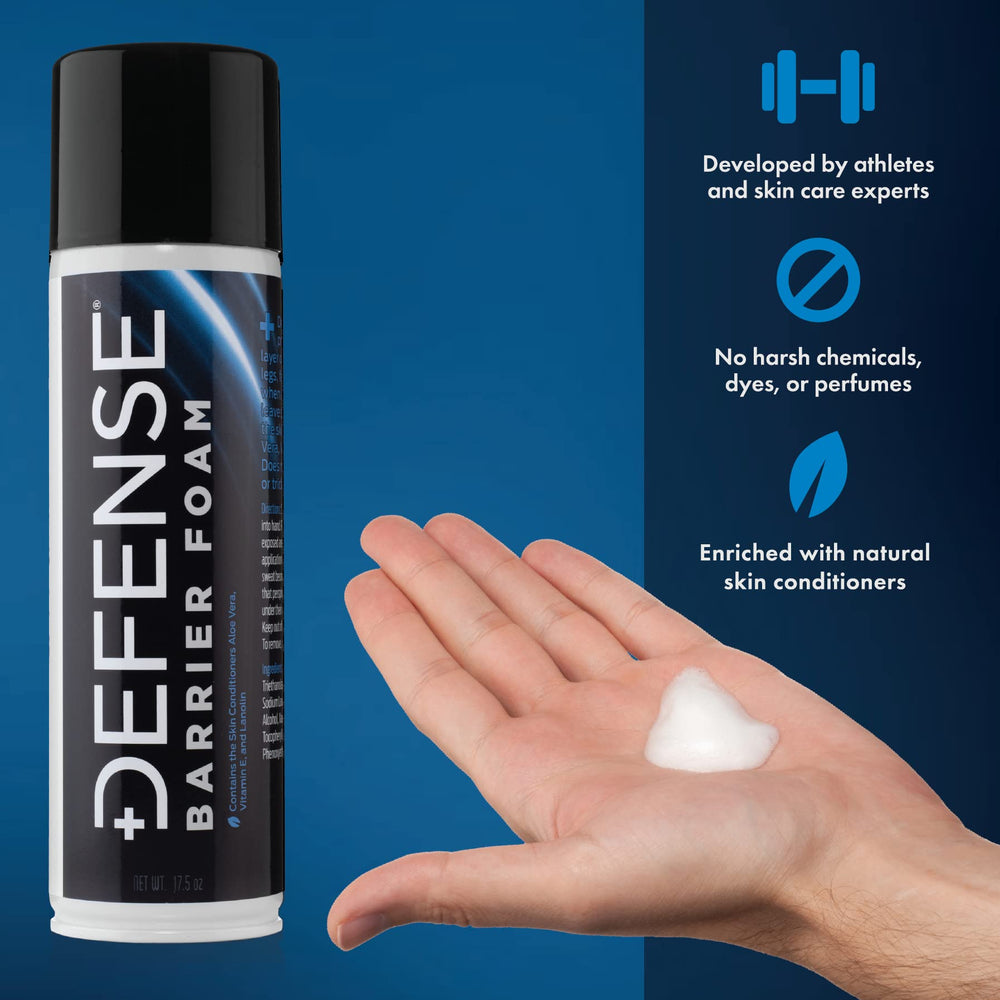 Defense Soap Barrier Foam: aplicación en mano para limpieza y barrera cutánea.