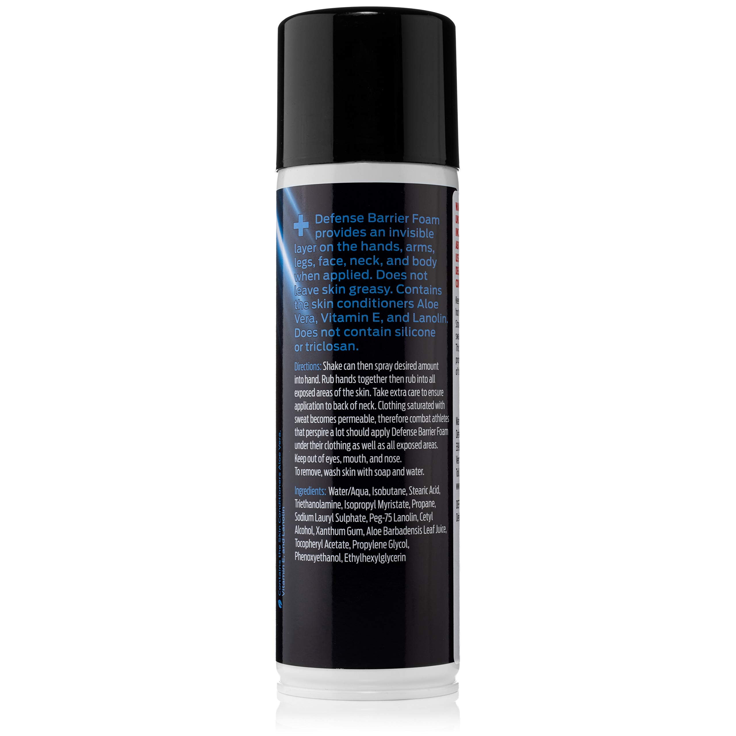 Defense Soap Barrier Foam: ingredientes aloe vera, lanolina y jojoba para cuidado suave.