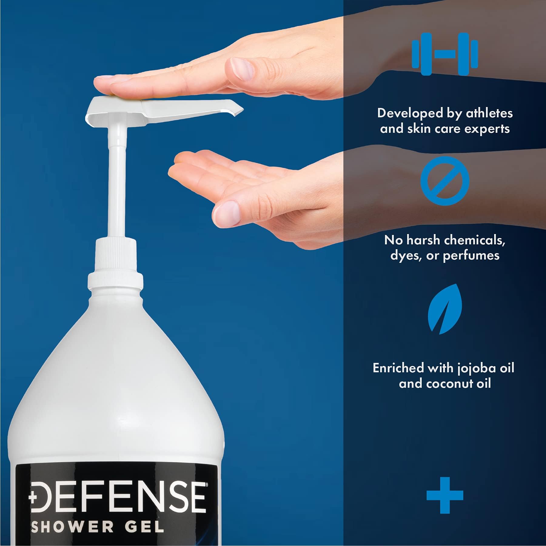 Defense Soap Body Wash, ingredientes naturales, cuidado hipoalergénico sin químicos agresivos.