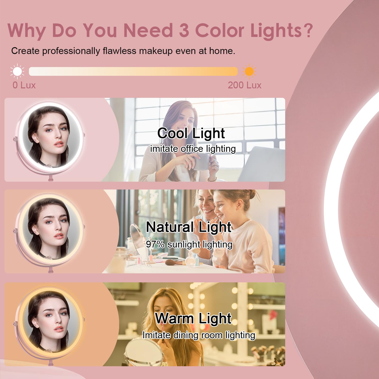 DEIOVWXS espejo maquillaje iluminado 10x para detalles faciales