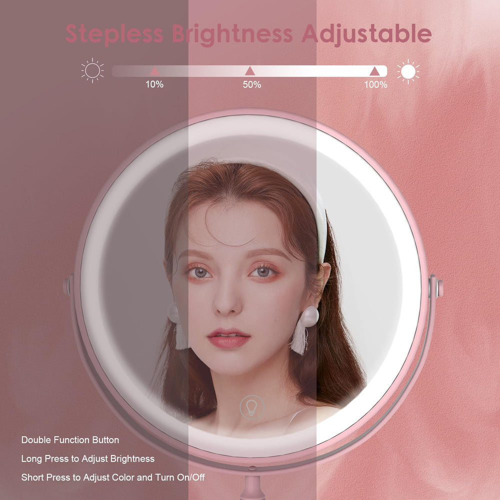 DEIOVWXS espejo maquillaje iluminado giro 360° para ángulos perfectos