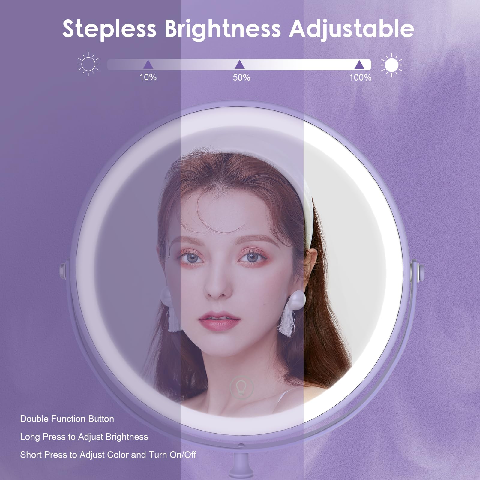 DEIOVWXS Iluminación de tres colores mejora precisión del maquillaje