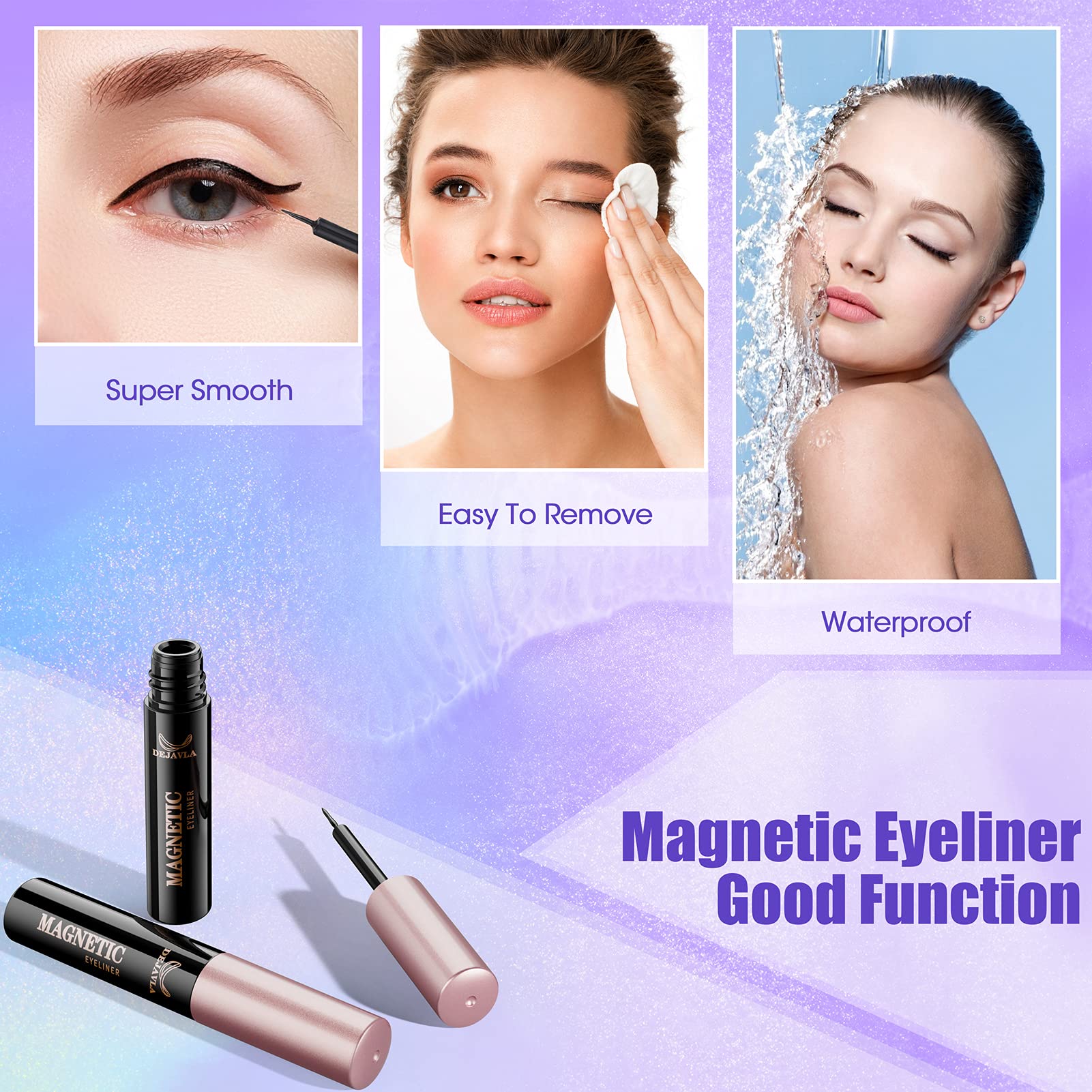 DEJAVIA delineador magnetico resistente al agua para look duradero.