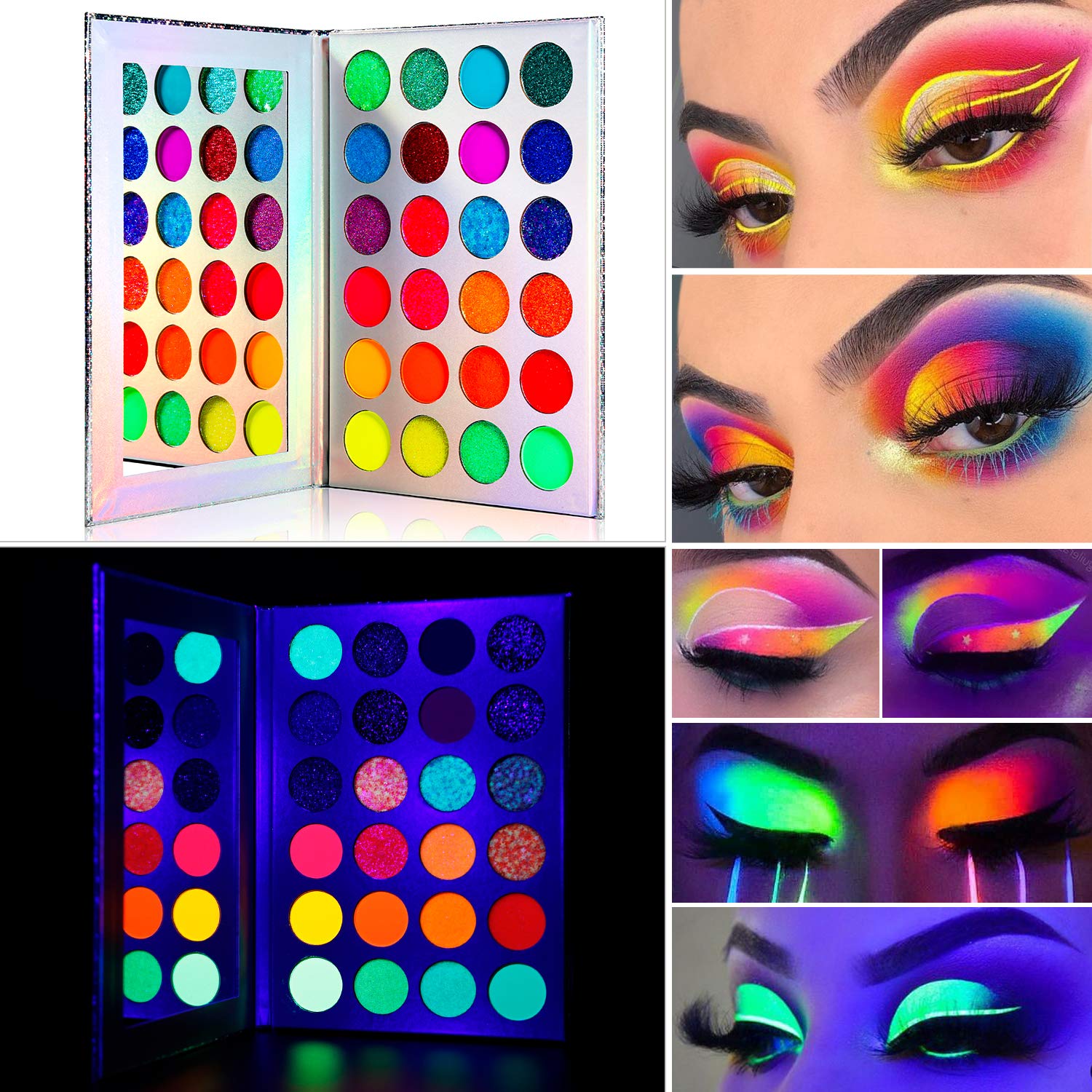 DE'LANCI 24 colores neon: sombras que destacan en luz normal y UV