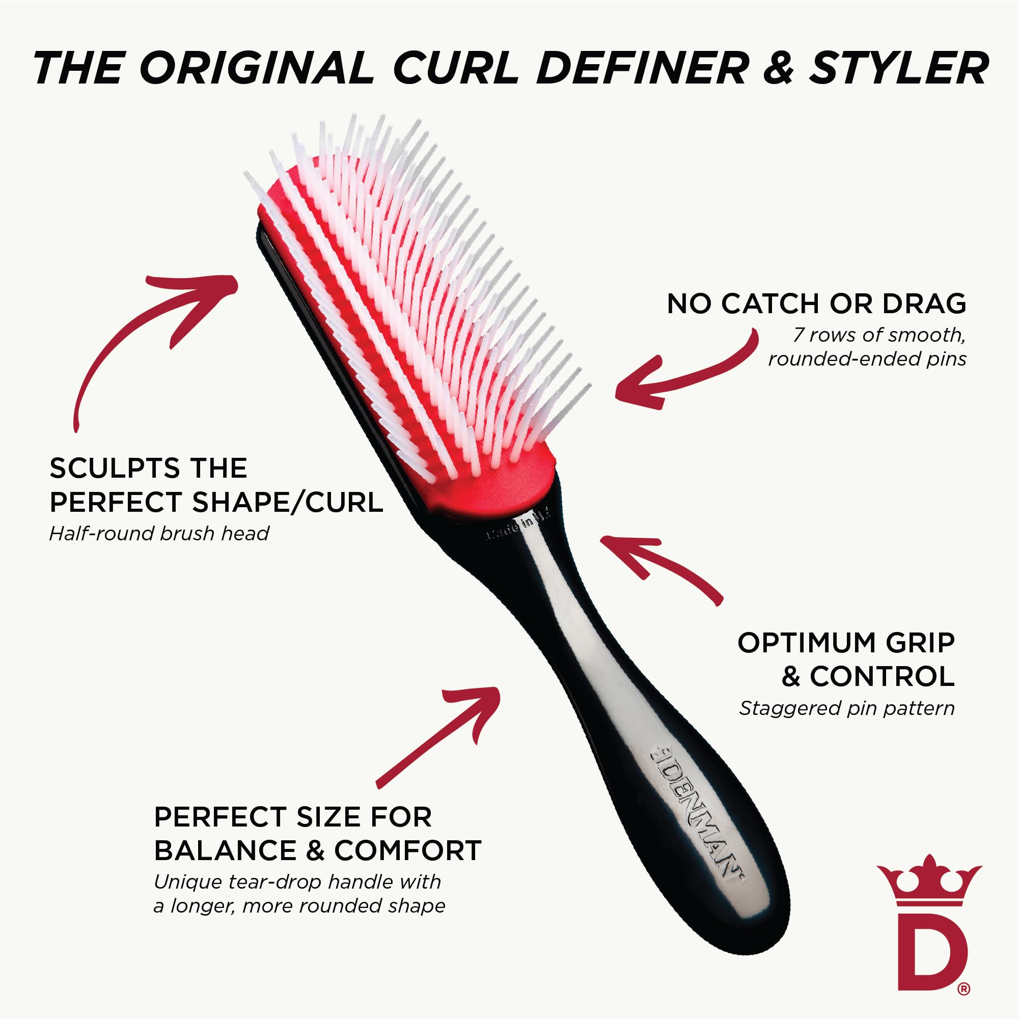 Denman D3 es ideal para rizos 2C-4C con tensión suave.