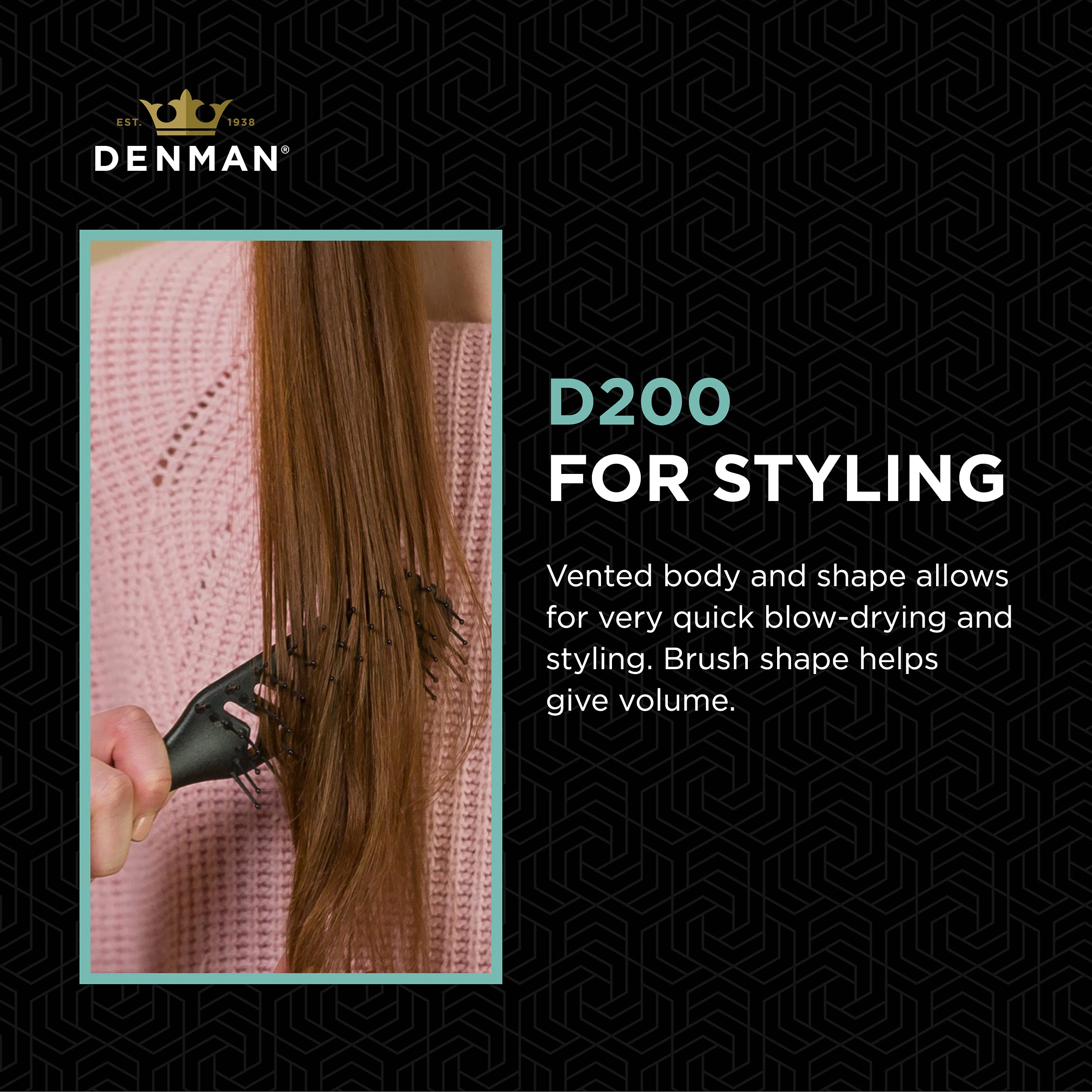 Denman D200 diseño curvo que favorece formas naturales al peinar.