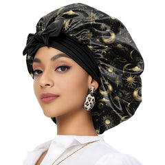 Deokke bonete satin dormir doble capa para proteger el cabello durante la noche.