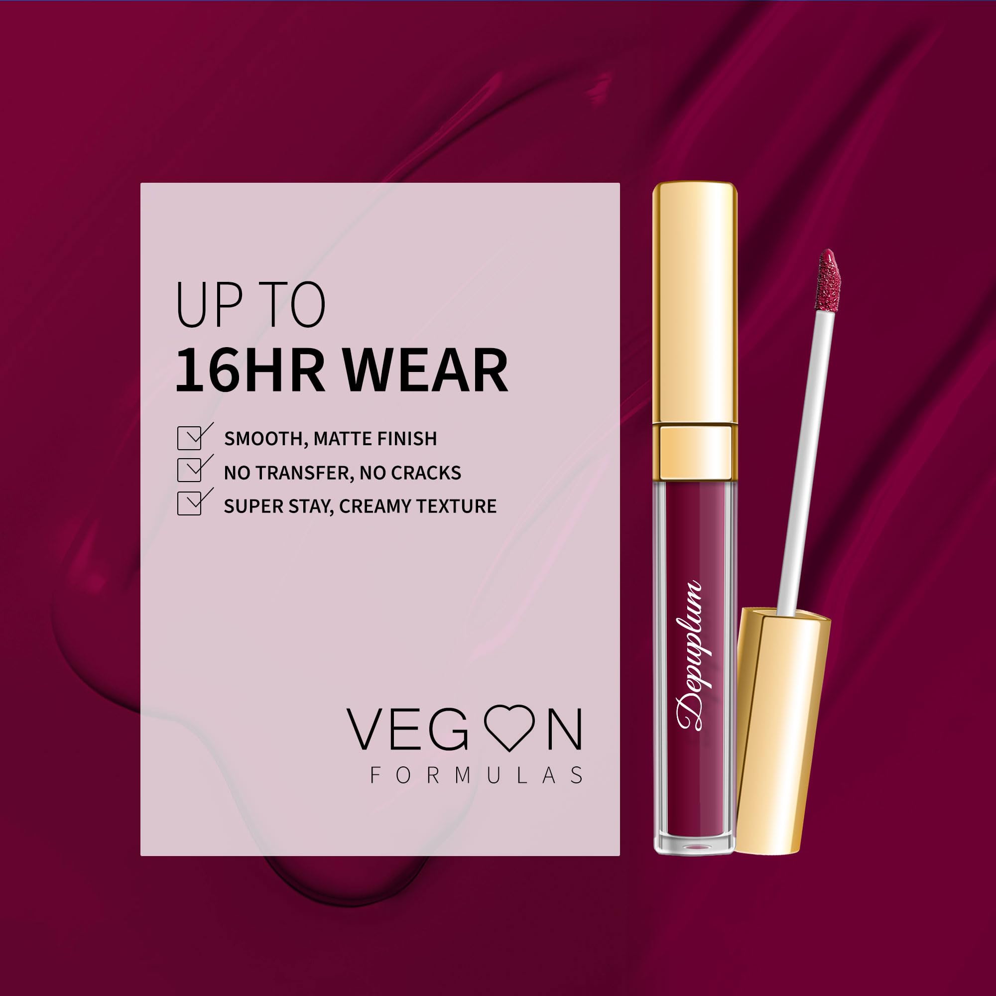 Depuplum barra labial mate mauve cobertura alta y uniforme