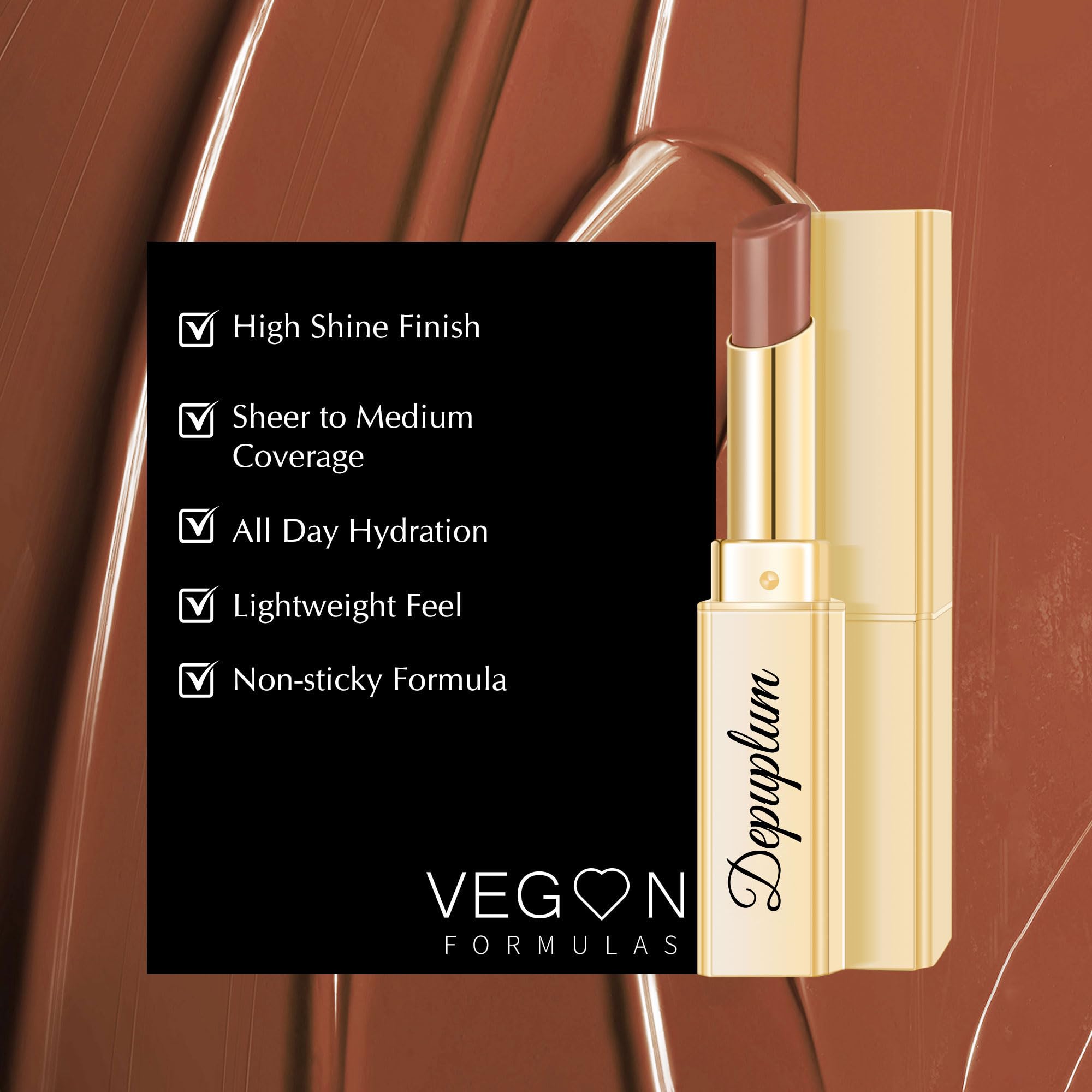 Depuplum lipstick texture glides smoothly with no stickiness.