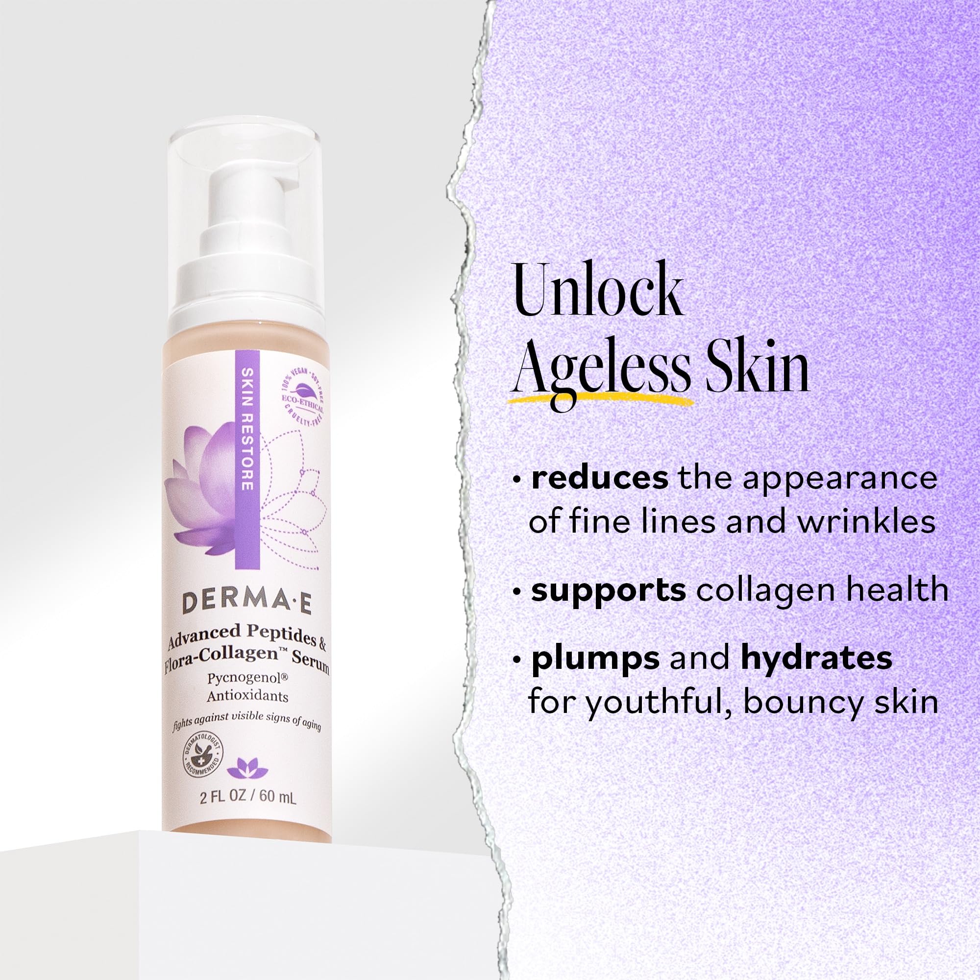 Derma E sérum al aplicar suavemente rostro y cuello con textura ligera