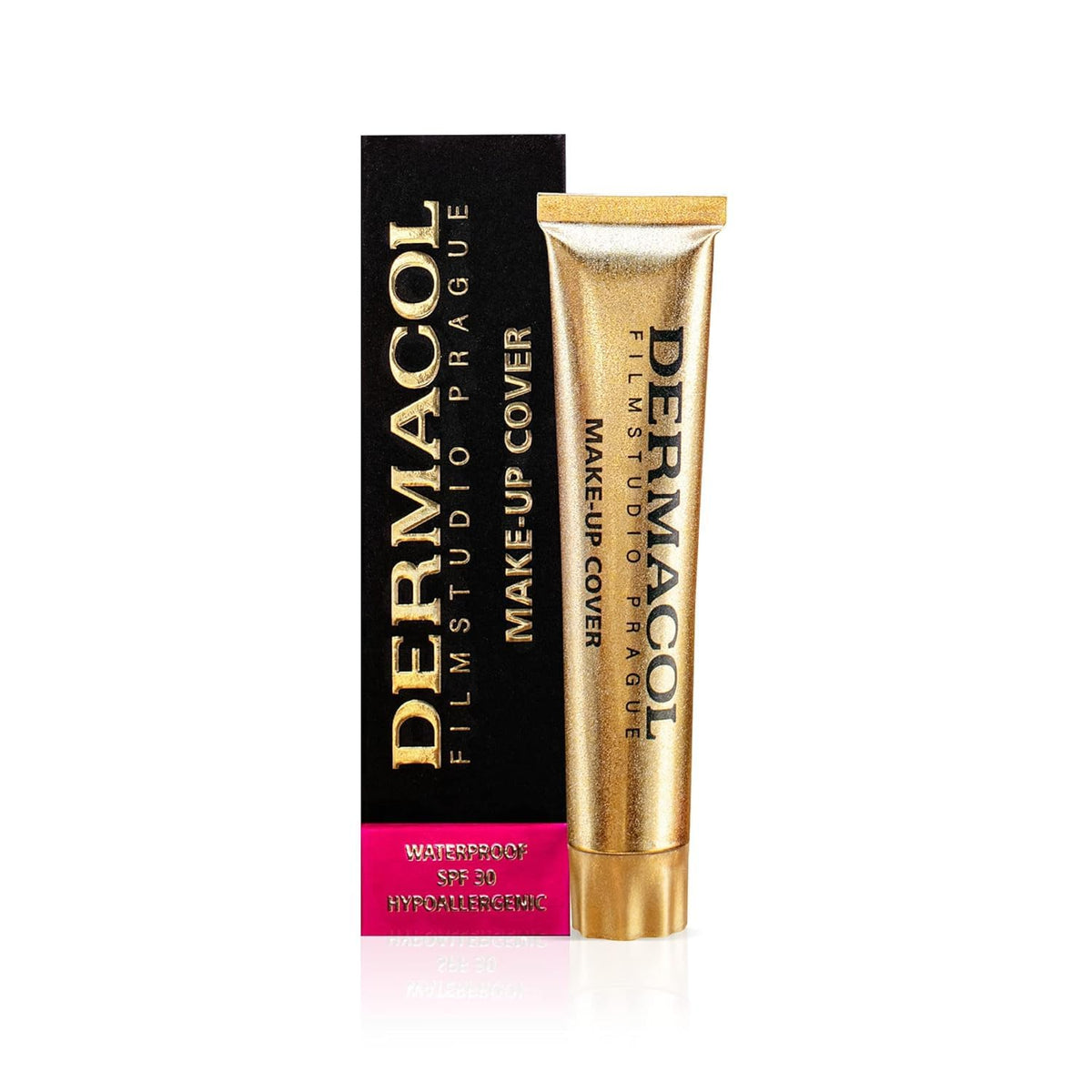 Dermacol full-coverage matte foundation bottle with SPF 30 for all-day wear