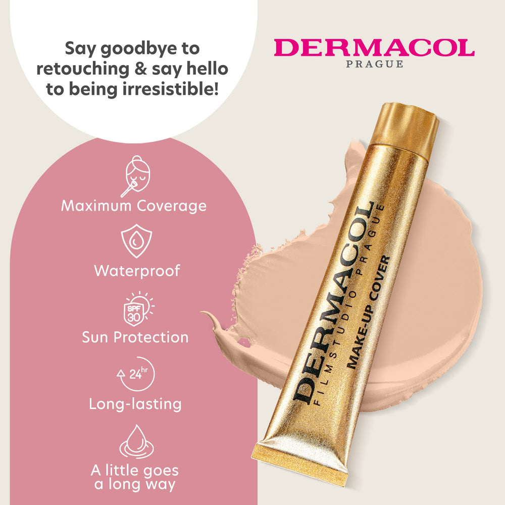 Dermacol shade 208 applied on face swatch for flawless blend
