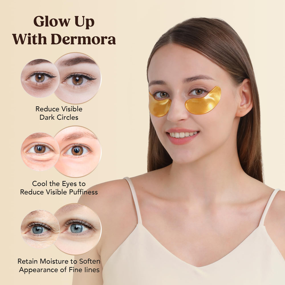 Dermora Brillo Dorado alivia hinchazón ocular, ideal para uso diario.