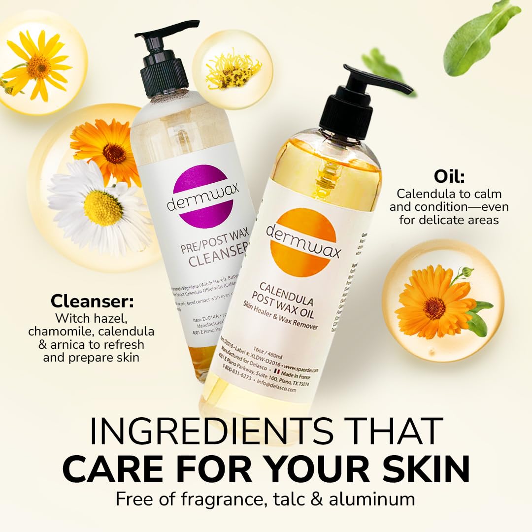 Dermwax conjunto pre y post cera en caja, cuidado completo