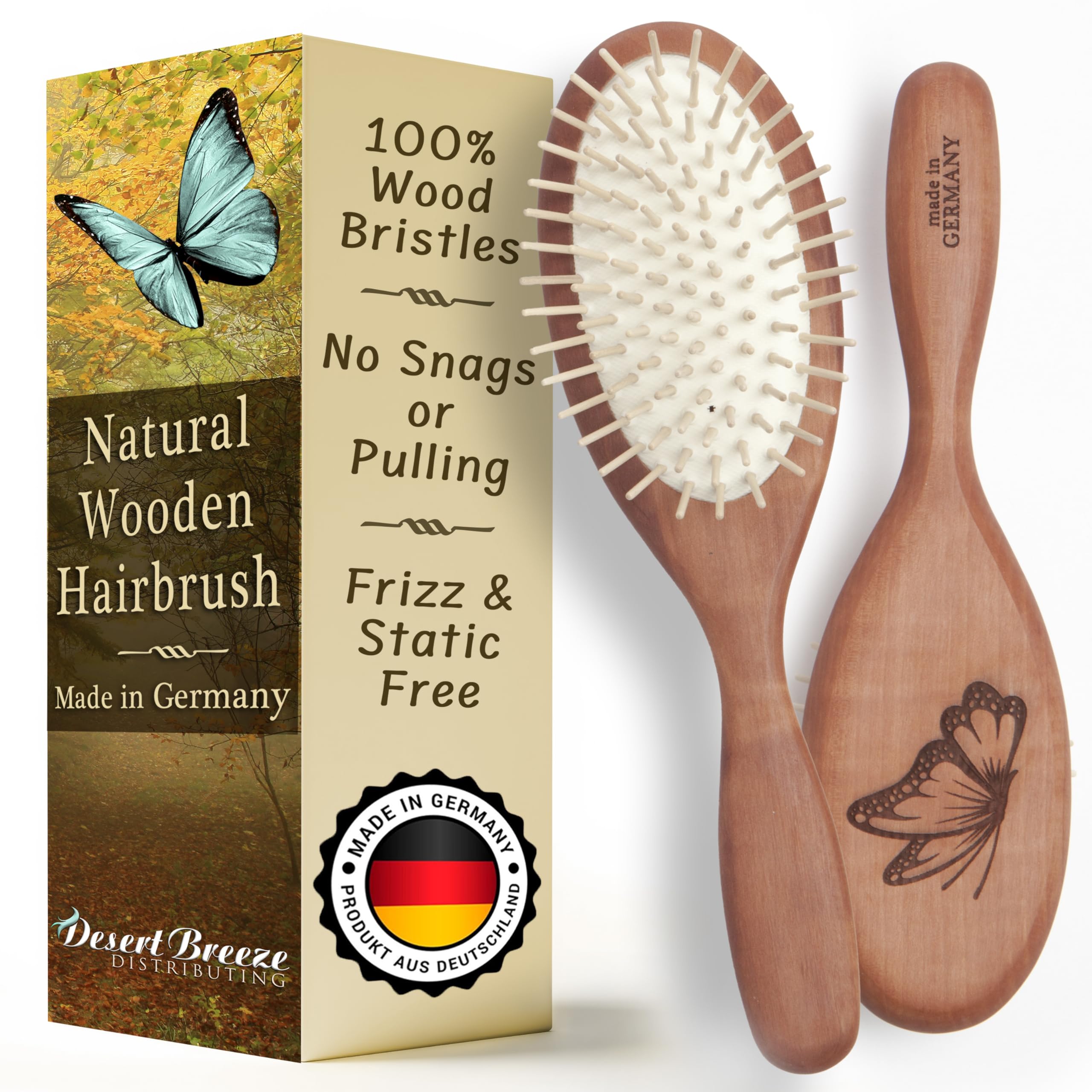 Desert Breeze Distributing: peine de madera natural, suave para el cabello