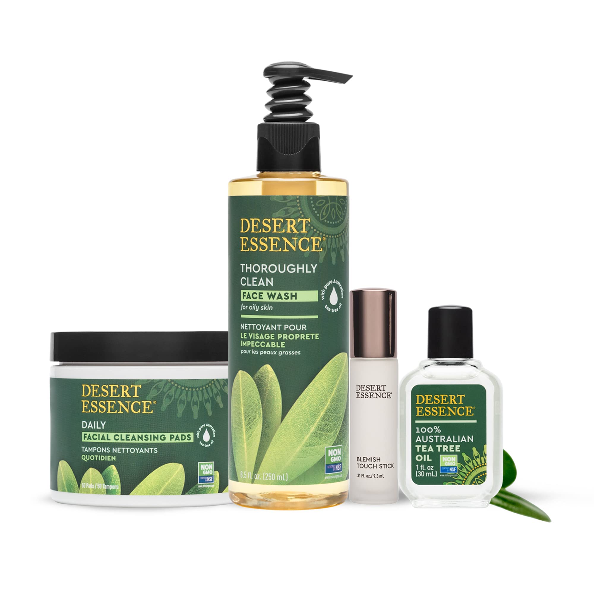 Almohadillas Desert Essence con embalaje sostenible y responsable.
