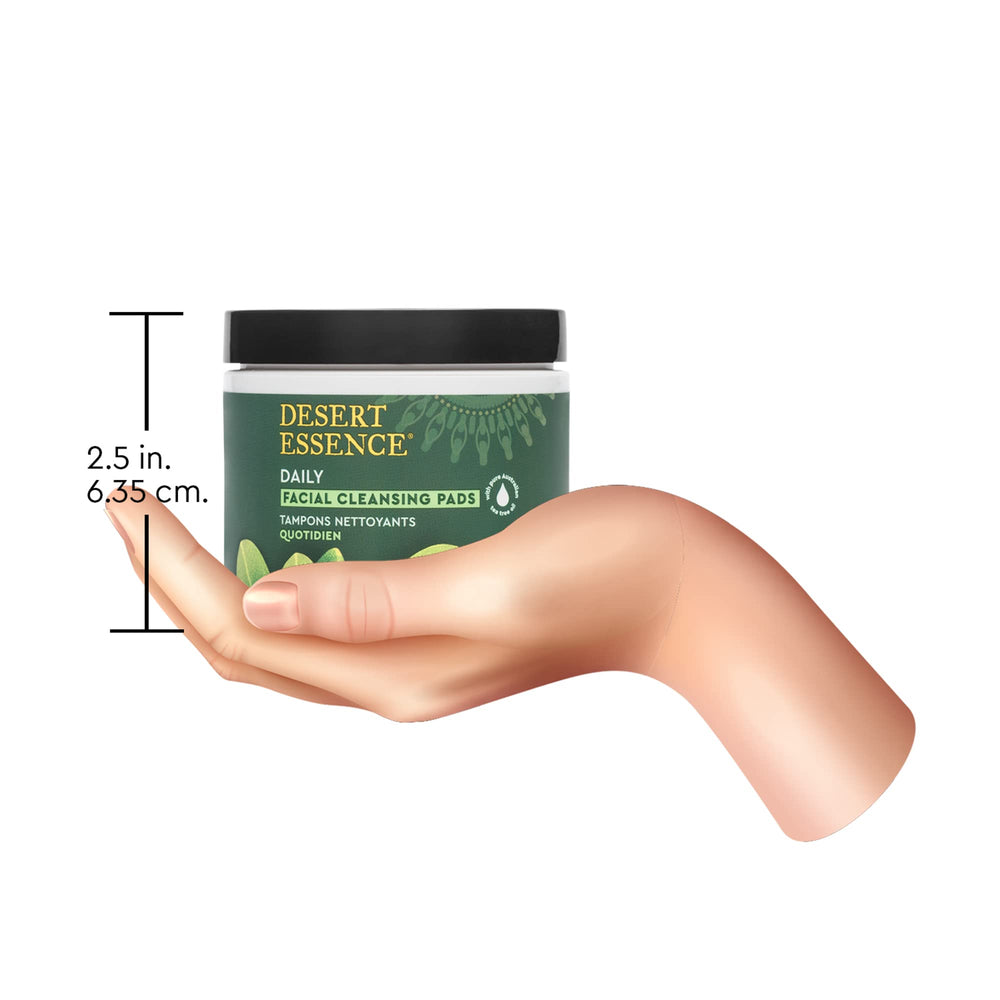 Almohadillas Desert Essence sin enjuague para uso diario eficiente.