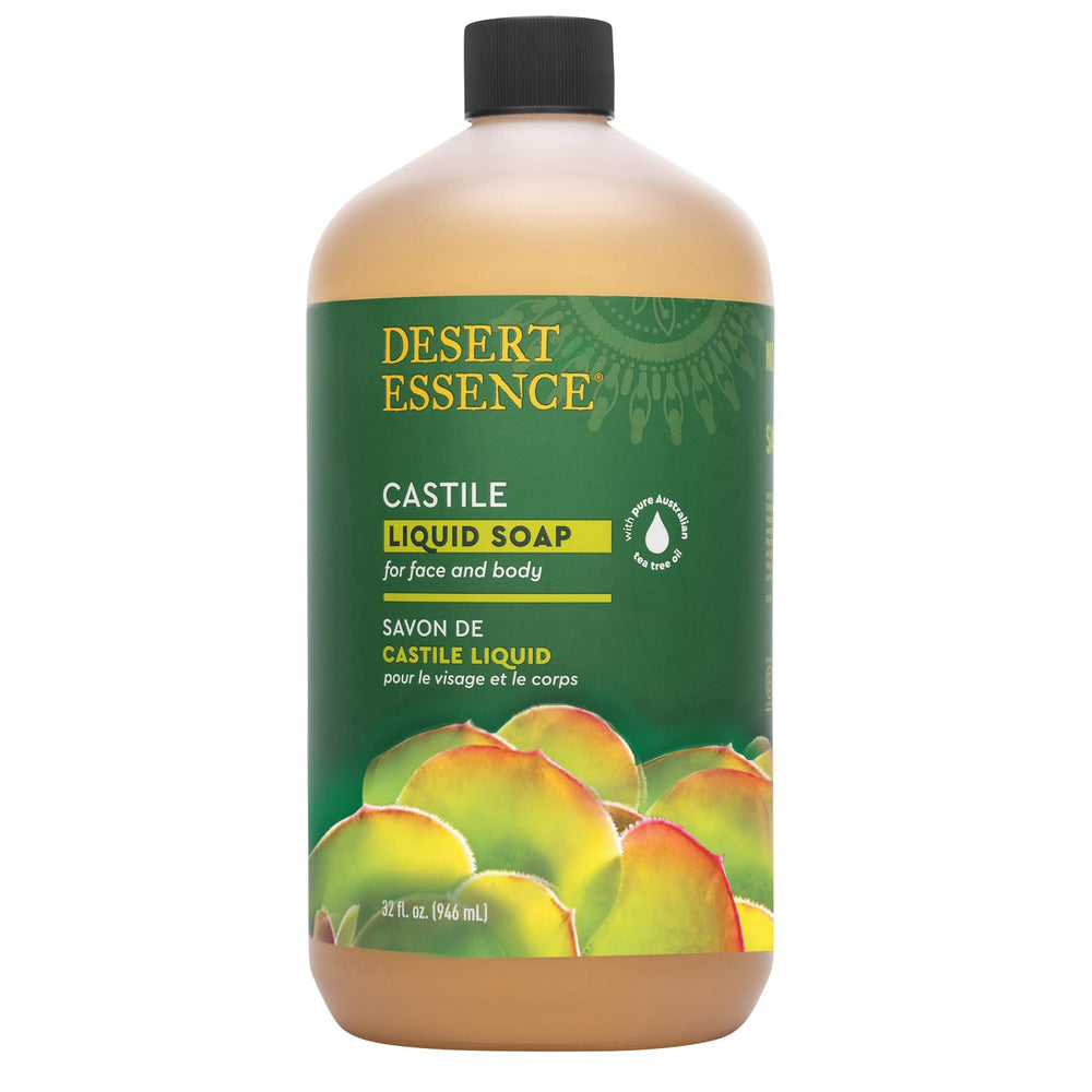 Desert Essence Jabón Castile Tea Tree aplicación en manos para limpieza diaria