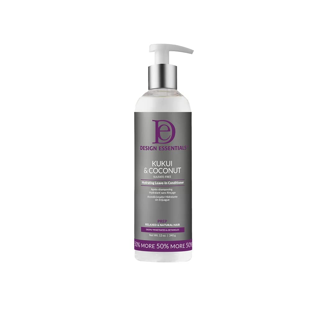 Design Essentials Kukui y Coco, botella sin enjuague para cabello suave e hidratado
