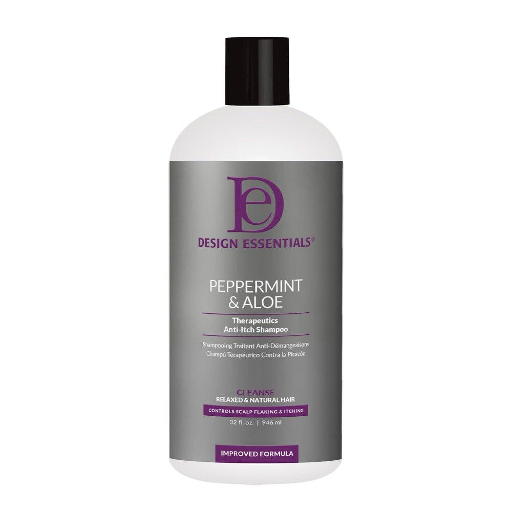 Design Essentials antipicor shampoo con menta y aloe en botella para control de la descamación
