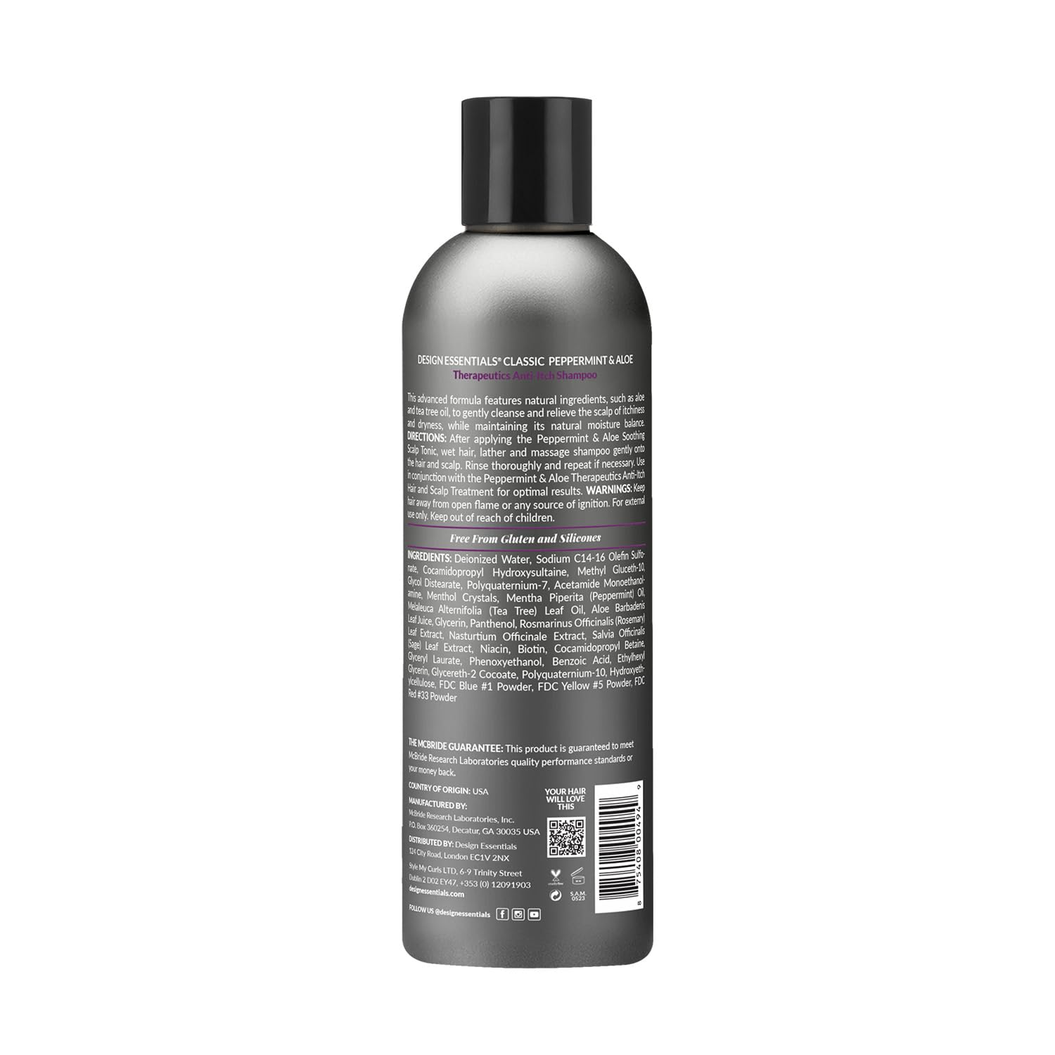Espuma del champú Design Essentials Peppermint y Aloe Terapéuticos para lavado suave.