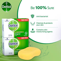 Dettol Jabon antibacterial original barra, fragancia fresca para una limpieza suave.
