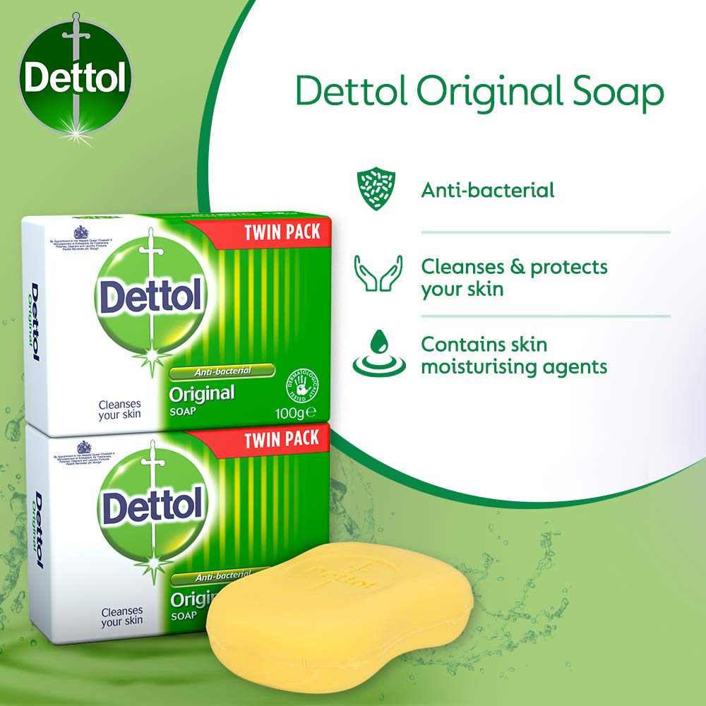 Dettol Jabon antibacterial original, higiene diaria para la piel.