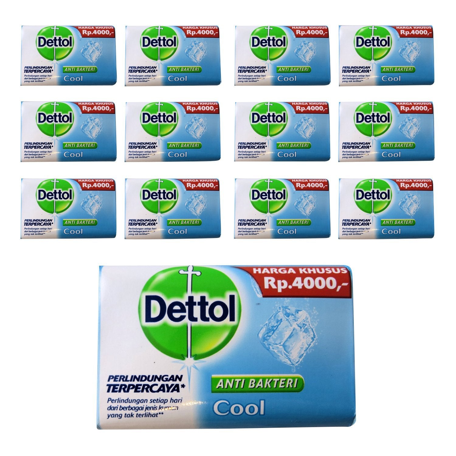 Dettol Jabon Barra Cool para uso diario en manos y cuerpo con protección antimicrobiana.
