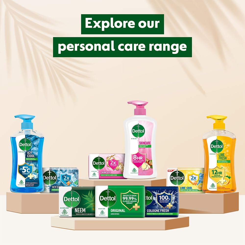 Espuma generosa de Dettol Jabón Barra Original para lavado rápido.