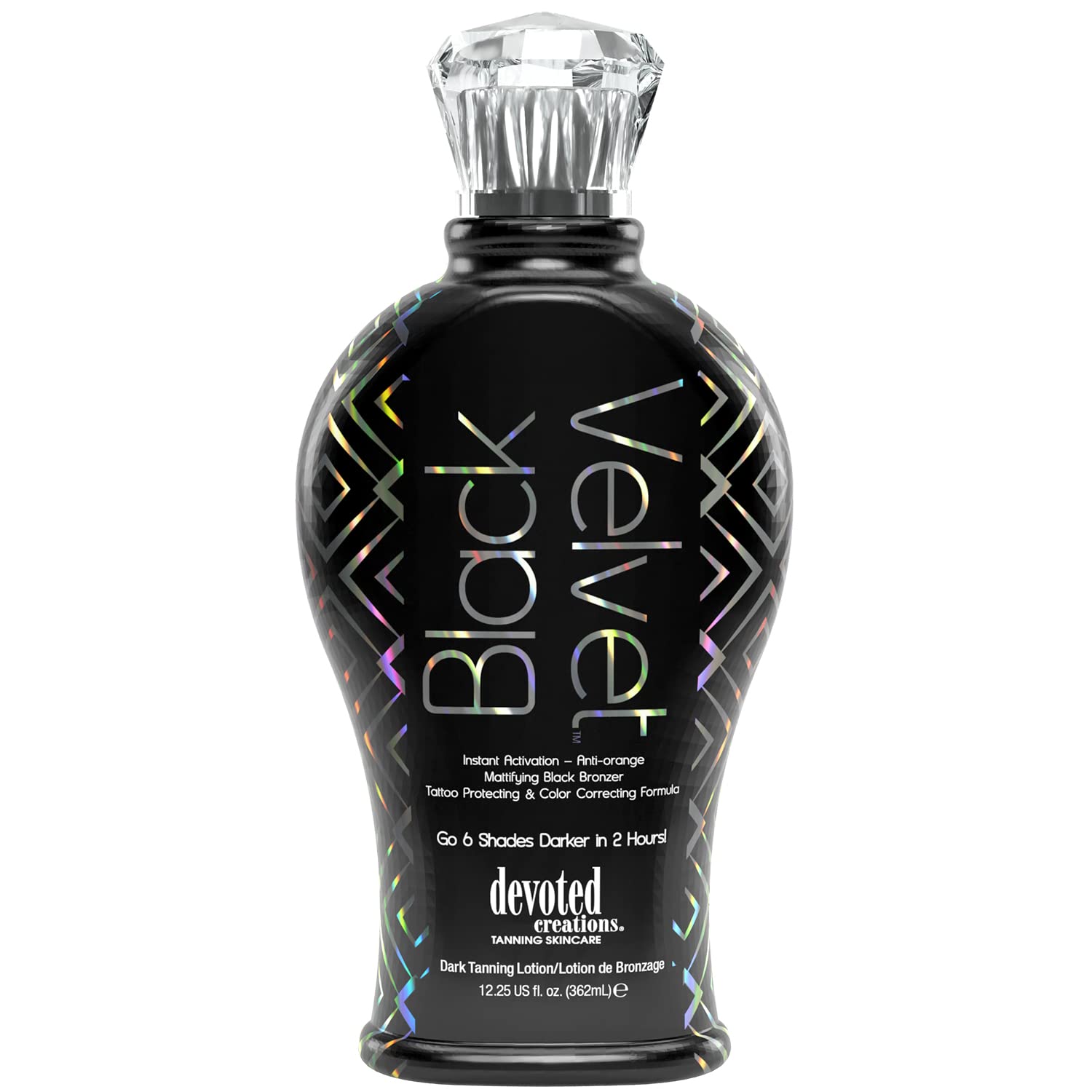 Devoted Creations Black Velvet, botella de loción bronceadora, aplicación suave para un bronceado uniforme.