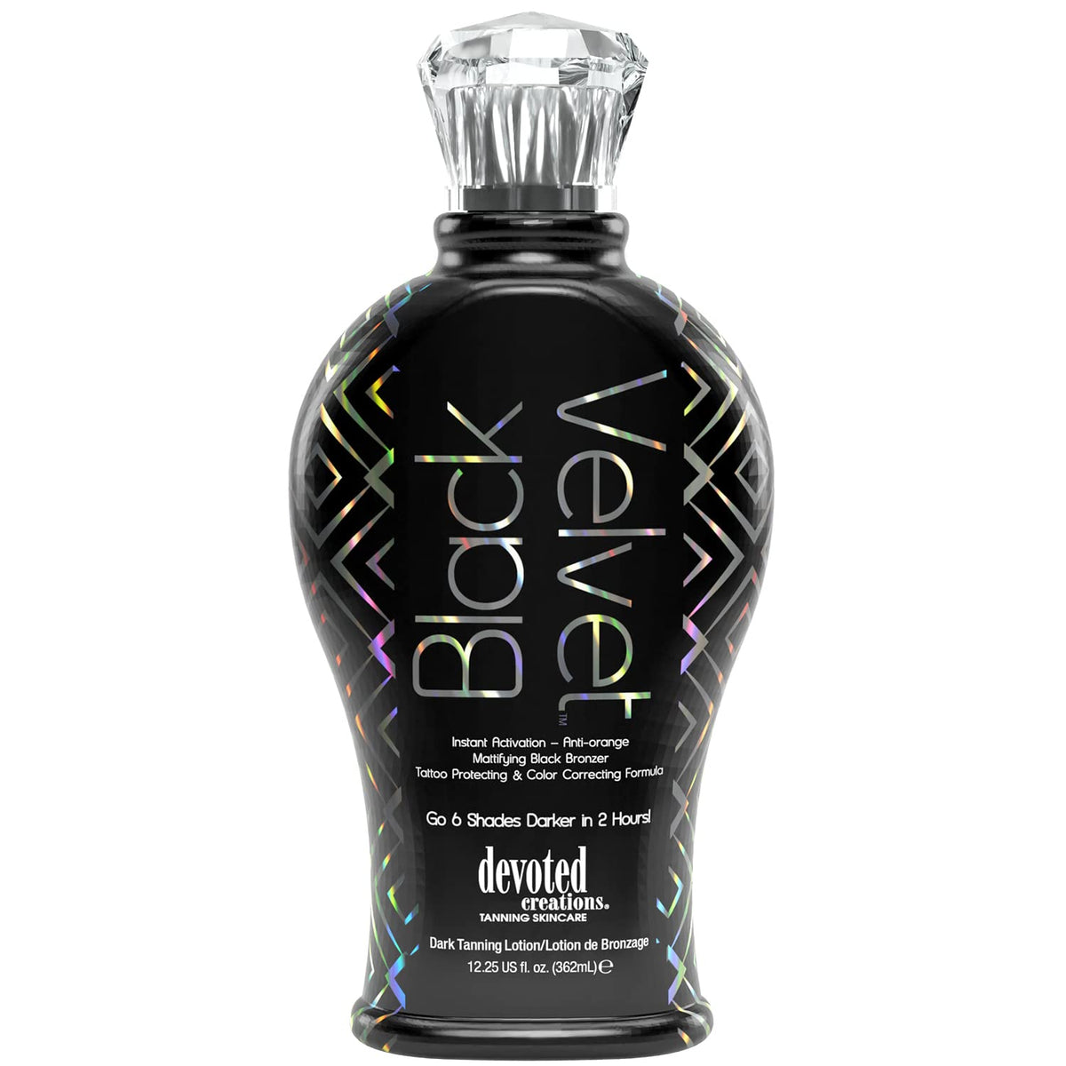 Devoted Creations Black Velvet, botella de loción bronceadora, aplicación suave para un bronceado uniforme.