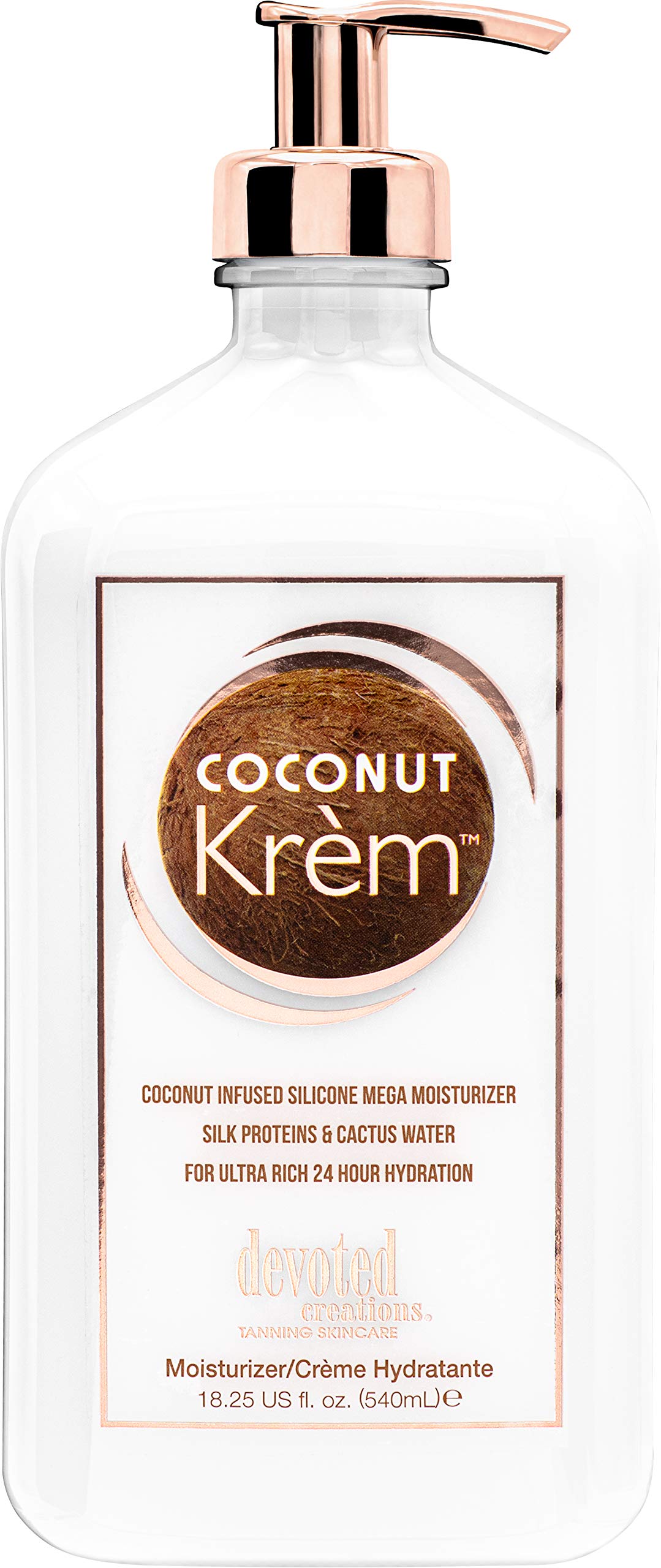 Devoted Creations Coconut Krém frasco hidrata y suaviza la piel con proteínas de seda.