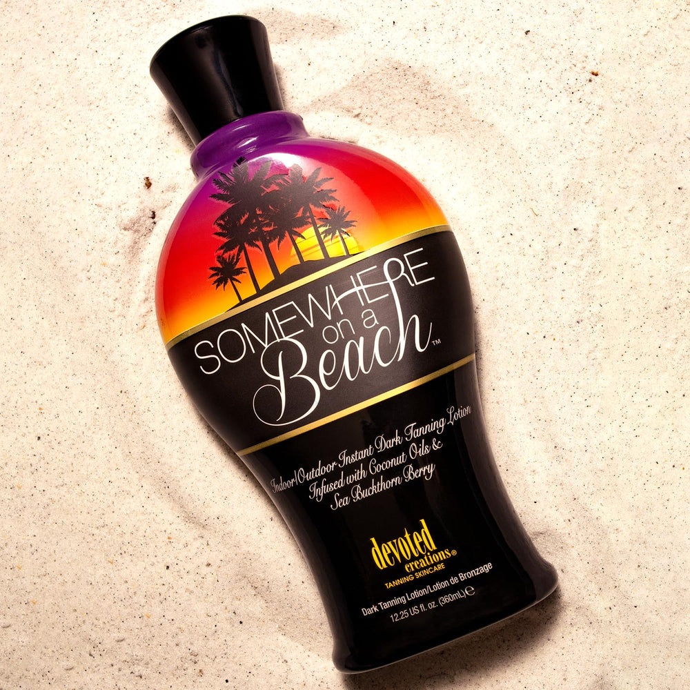 Devoted Creations Somewhere on a Beach loción bronceadora, aplicación no pegajosa para uso cómodo