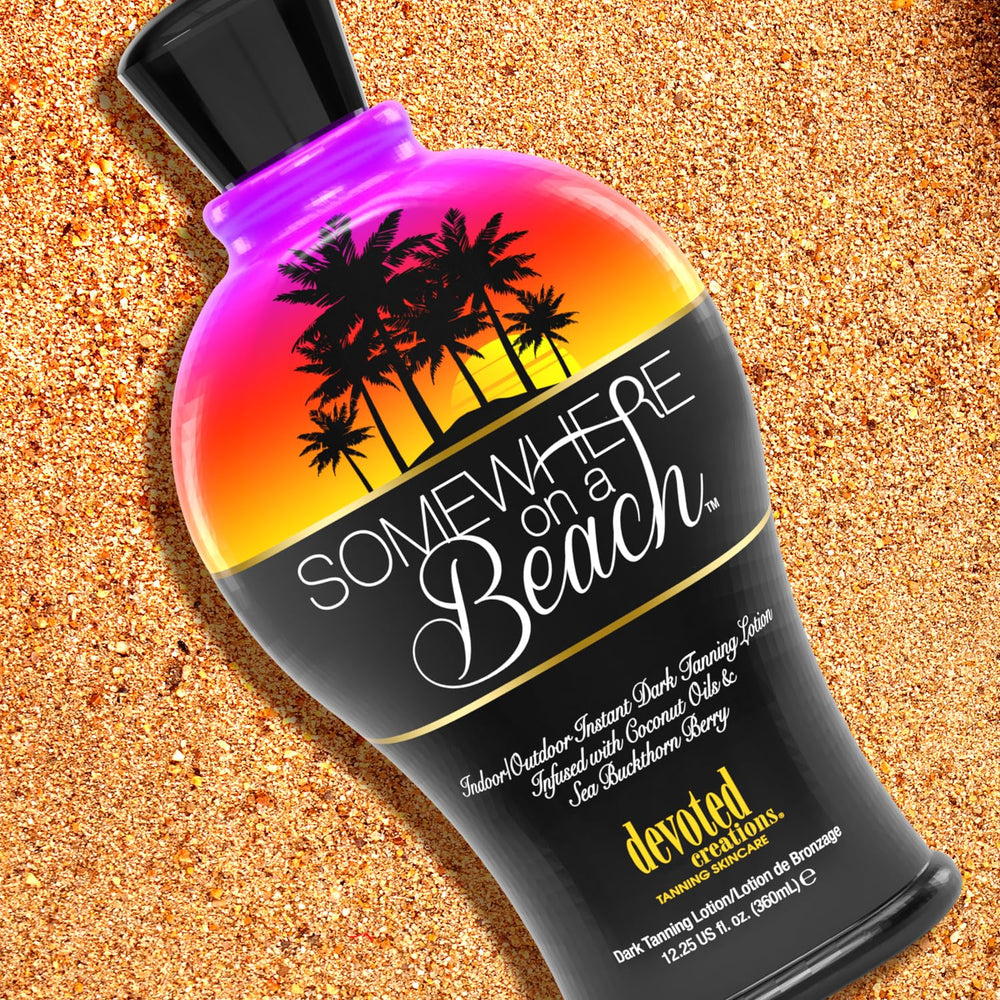 Devoted Creations Somewhere on a Beach loción bronceadora, aroma de playa para una experiencia agradable