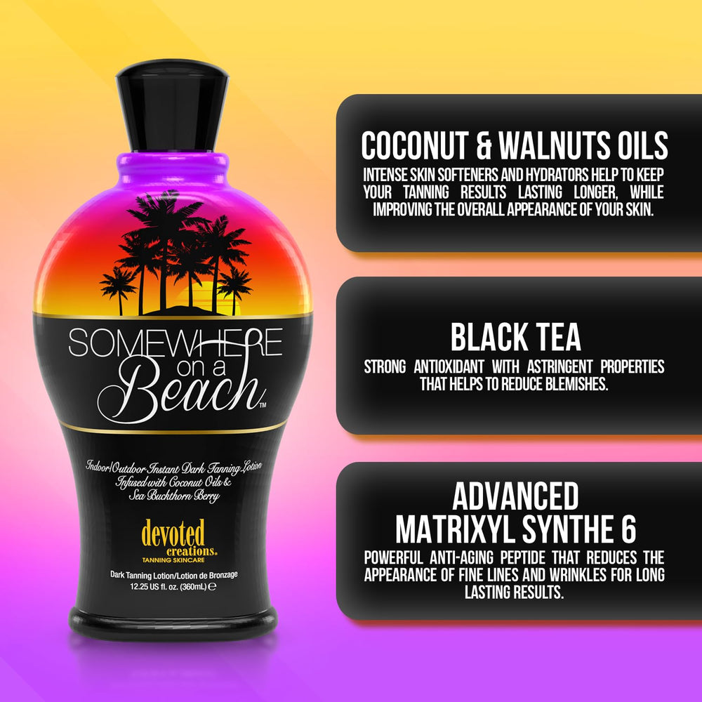 Devoted Creations Somewhere on a Beach loción bronceadora, uso flexible para distintos tipos de piel