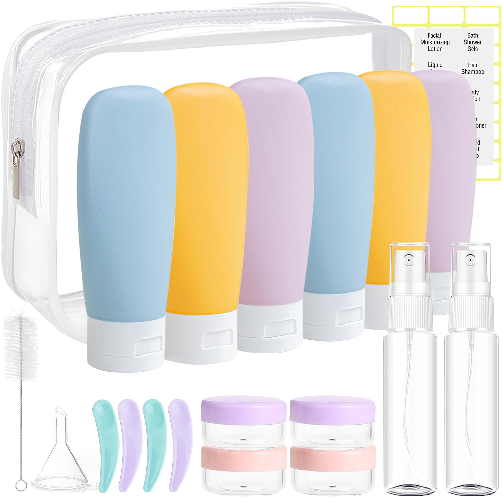 DEWSENSI botellas de viaje 60 ml, a prueba de fugas para cosméticos
