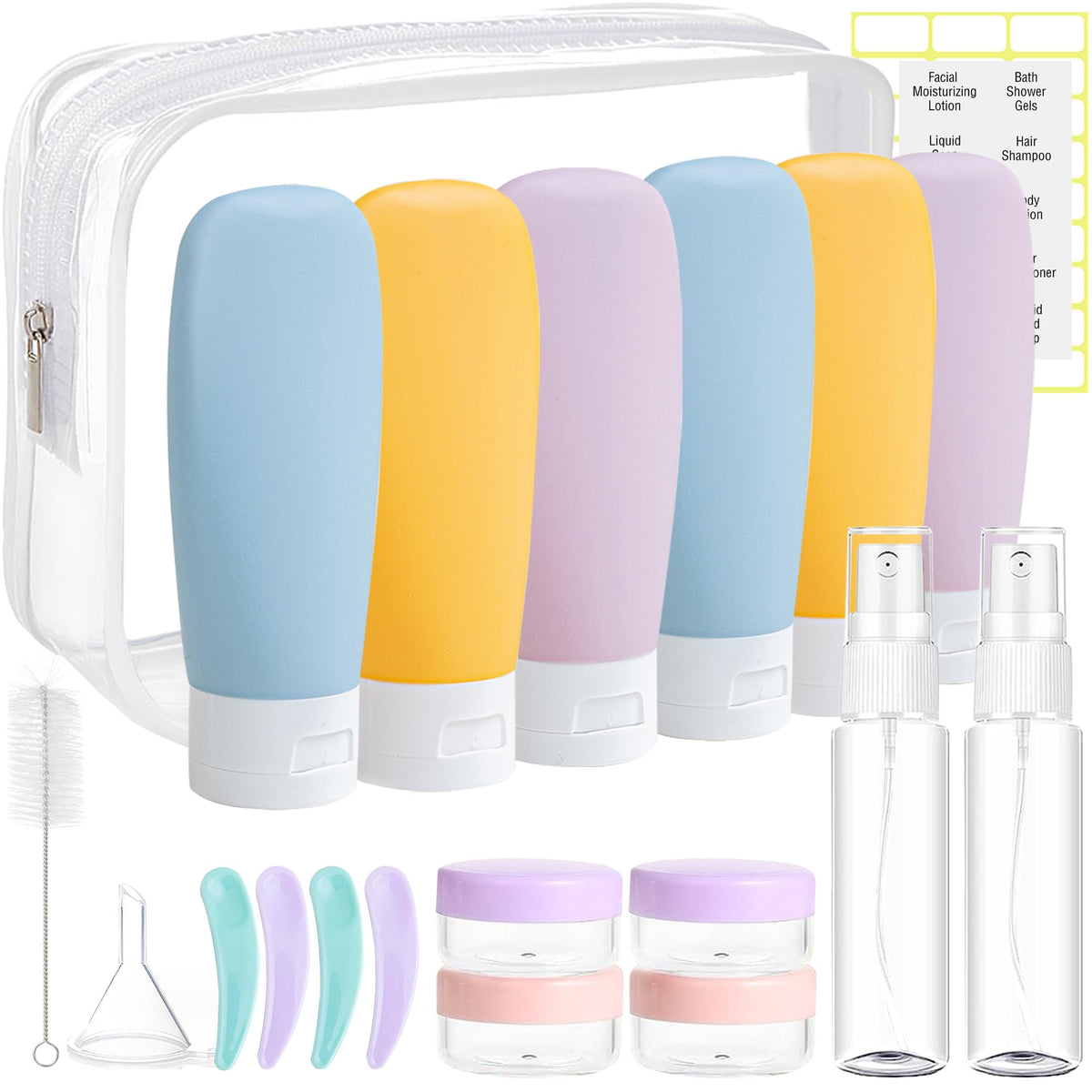 DEWSENSI botellas de viaje 60 ml, a prueba de fugas para cosméticos
