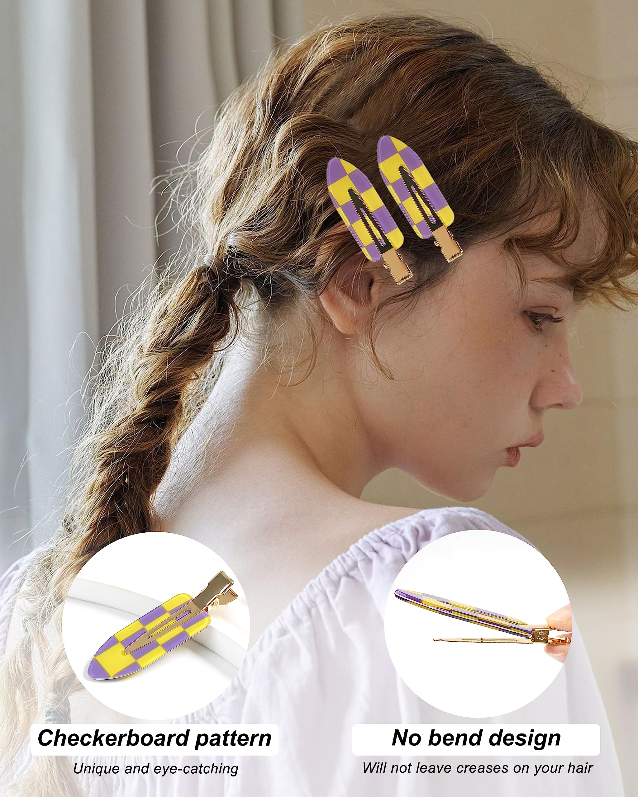 DF DUALFERV clip de cabello, diseño moderno patrón ajedrez para fijar peinados con comodidad.