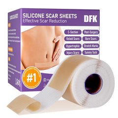 Cinta silicona DFK aplicada en cicatriz, hidratación suave y protección
