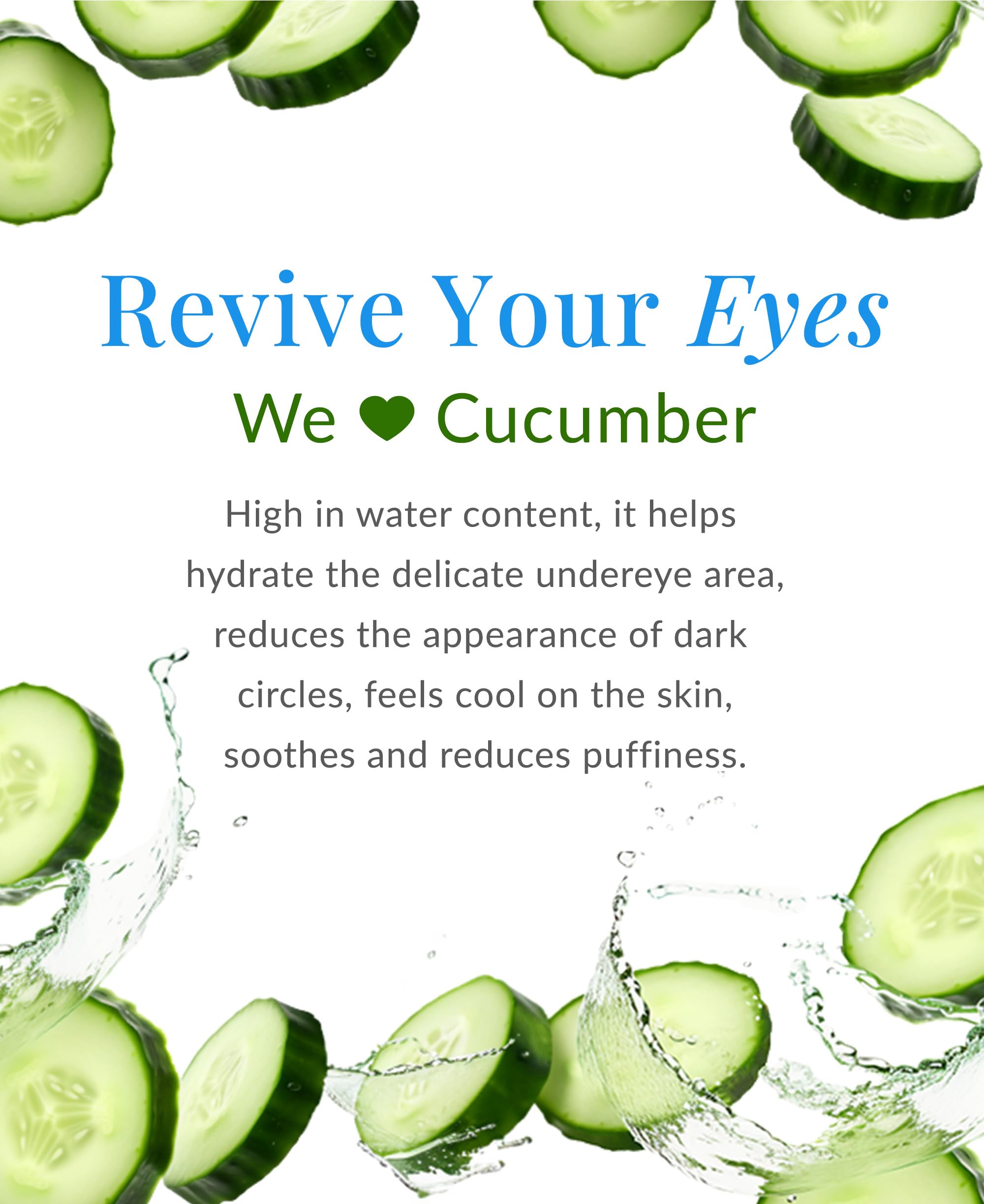 DHC Eye Bright, pepino refrescante para sensación fría.