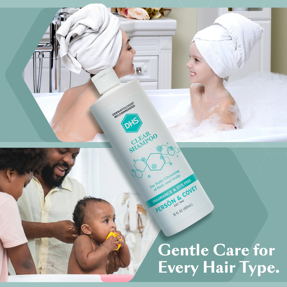 DHS Clear Champú, libre de sulfatos para cuidado suave del cabello.