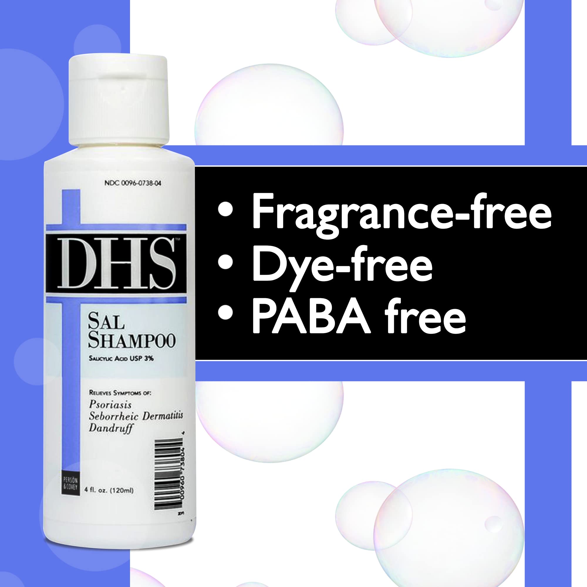 DHS SAL Shampoo – Emballage compact et pratique pour voyager sans parfum.